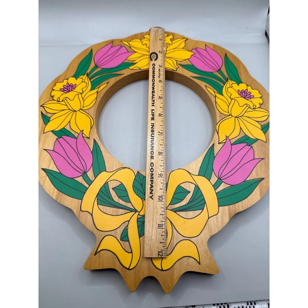Double Sided‎ Wooden Dutch Folk Art Wreath Handpainted Floral Bird 13x12